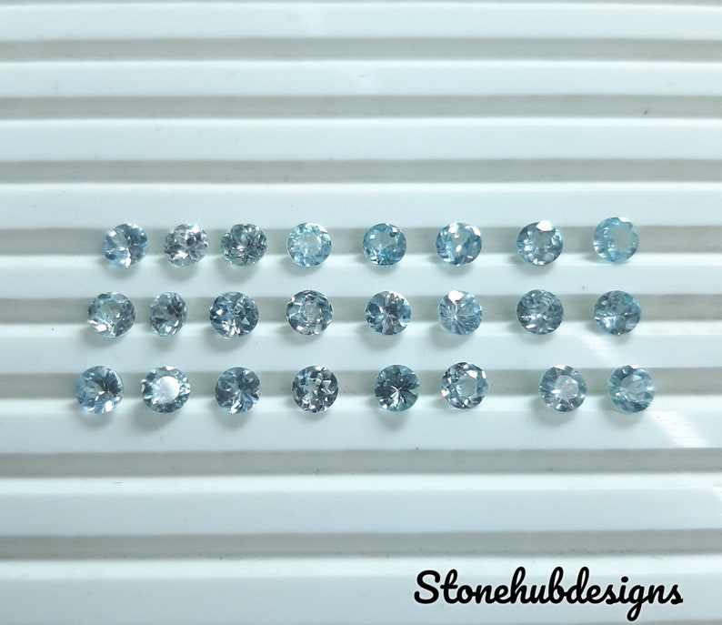 3MM, 4MM, 5MM Natural Blue Zircon Faceted Round Shape Loose Gemstones, AAA Quality Blue Zircon Round cut Loose For Jewelry Making zdjęcie 6