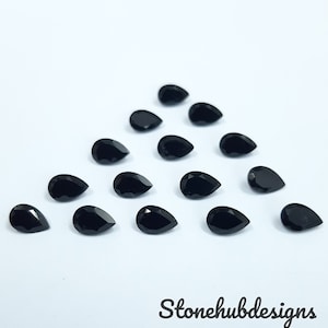 7 x 9 mm, 8 x 10 mm, 9 x 11 mm, 10 x 12 mm natürliche schwarze Onyx facettierte Birne lose kalibriert geschnitten Edelstein, AAA schwarze Onyx Birne kalibriert geschnitten Für Schmuck