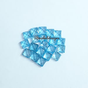 2MM, 2.5MM, 3MM Natural Swiss Blue Topaz Faceted Square cut Gemstone, AAA Swiss Topaz faceted Square Loose Calibrated Cut Size for Jewelry
