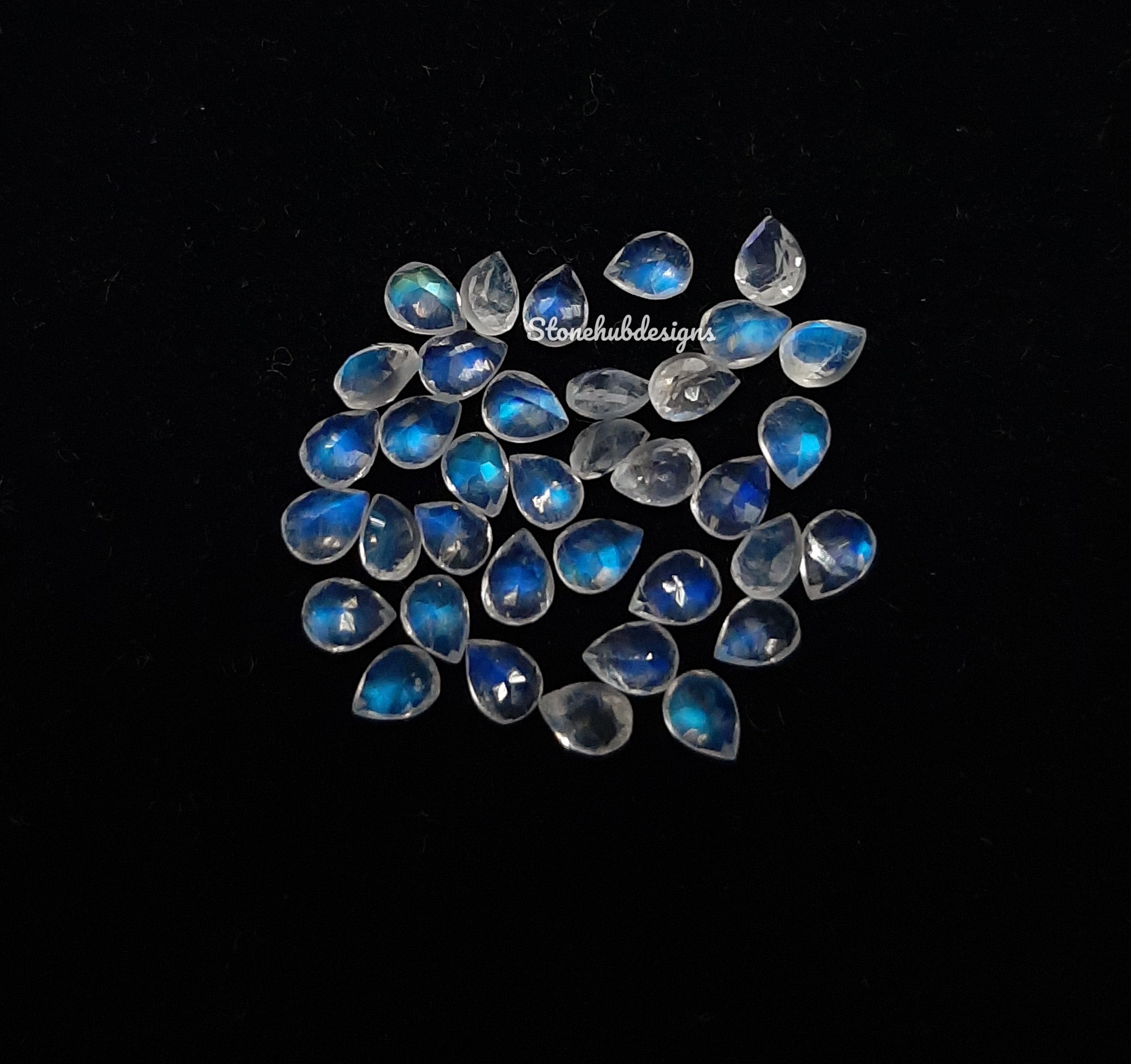専用ページ③ 3x4mm, 3x5mm, 4x6mm Natural Moonstone Faceted Pear Gemstone, AAA