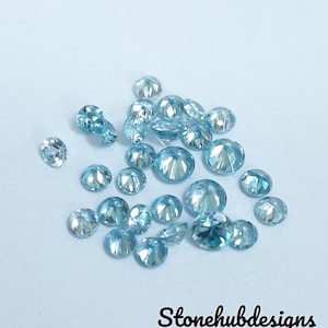 3MM, 4MM, 5MM Natural Blue Zircon Faceted Round Shape Loose Gemstones, AAA Quality Blue Zircon Round cut Loose For Jewelry Making zdjęcie 9