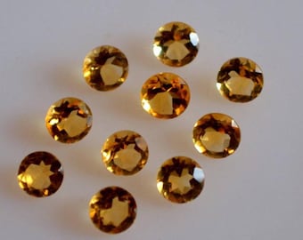 3MM, 3.50MM, 4MM, 4.50MM, 5MM Natural Citrine Faceted Round Gemstone, AAA Citrine Faceted Round Loose Calibrated Cut Gemstone For Jewelry