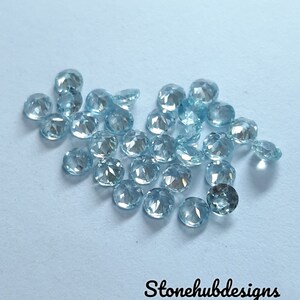 3MM, 4MM, 5MM Natural Blue Zircon Faceted Round Shape Loose Gemstones, AAA Quality Blue Zircon Round cut Loose For Jewelry Making zdjęcie 2