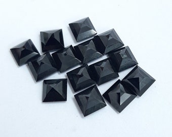 7MM, 8MM, 9MM, 10MM Natural Black Spinel Faceted Square gemstone, AAA Quality Black Spinel Square Faceted Loose Gemstone for Jewelry