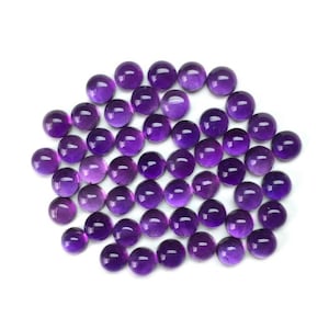 3MM, 4MM, 5MM, 6MM Natural Amethyst Round Cabochon Gemstone,  AAA quality Purple Amethyst Smooth Round cabs For Jewelry