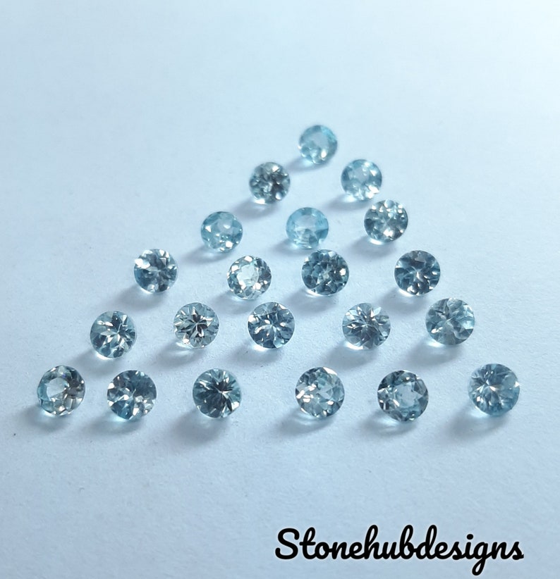 3MM, 4MM, 5MM Natural Blue Zircon Faceted Round Shape Loose Gemstones, AAA Quality Blue Zircon Round cut Loose For Jewelry Making zdjęcie 8