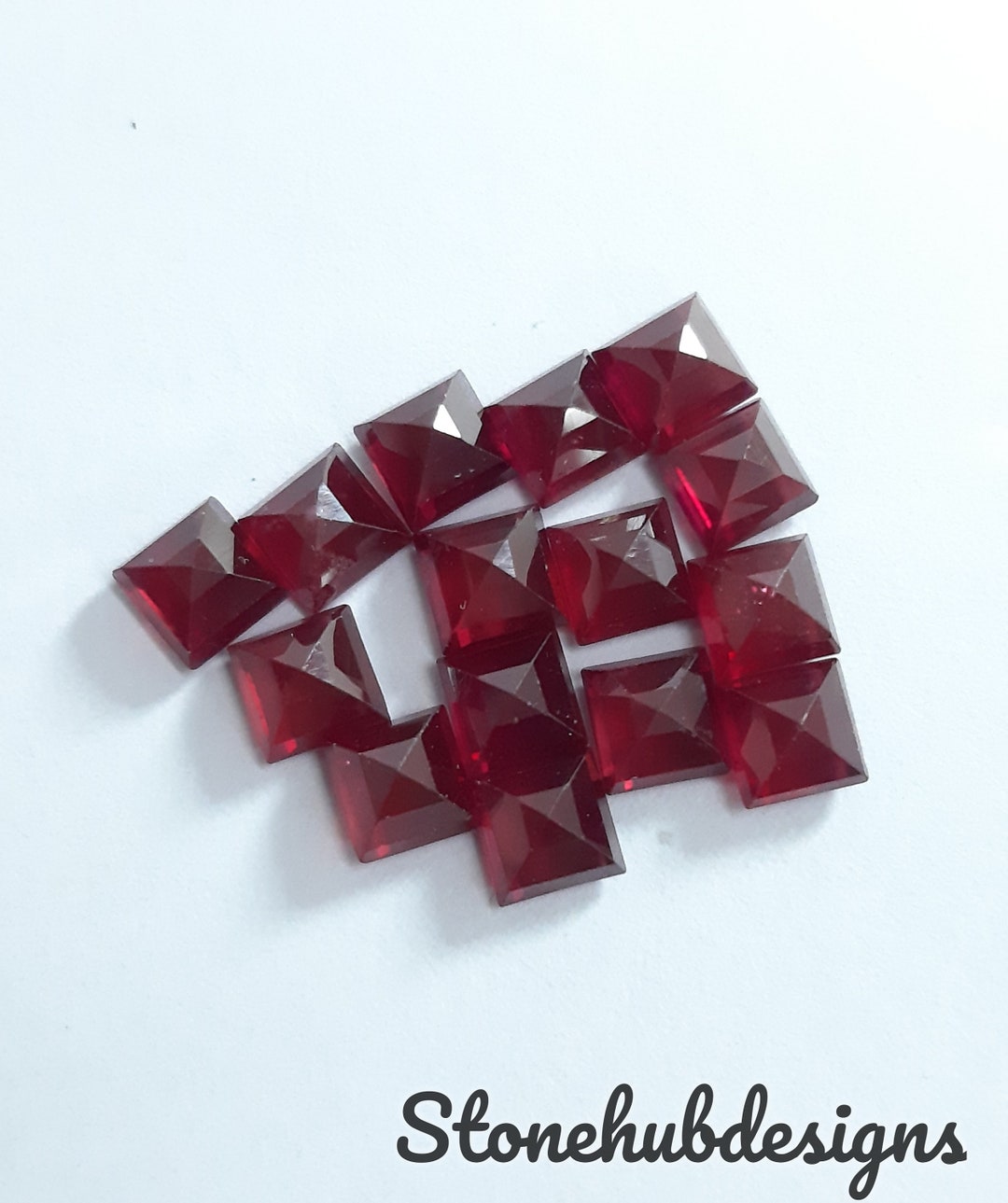 4MM, 5MM, 6MM, 7MM, 8MM, 9MM, 10MM RUBY Faceted Square Cut Gemstone ...