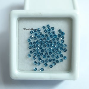 1.75MM, 2MM, 2.25MM, 2.50MM, 2.75MM Natural London Blue Topaz Faceted Round Cut Gemstone, AAA London Blue Topaz Loose Calibrated for jewelry