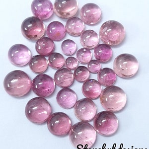 Cabochon rond en tourmaline rose clair naturelle 3 mm, 4 mm, 5 mm, 6 mm, 7 mm, 8 mm, - tourmaline rose clair cabochons pour la fabrication de bijoux
