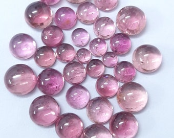 3MM, 4MM, 5MM, 6MM, 7MM, 8MM Natural Light Pink Tourmaline Round Cabochon Gemstone - light pink tourmaline Cabs for jewelry making
