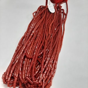 20-Zoll-natürliche italienische Korallen-glatte Rohrperlen, AAA-Qualitäts-ursprüngliche italienische rote Korallen-glatte Zylinderperlen für Schmuck