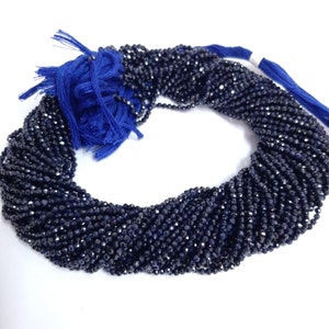 2-2.50MM Natural Blue Sapphire Faceted Rondelle Beads | Gemstone Beads 13 inch Strand | AAA Blue Sapphire Precious Gemstone Faceted Beads
