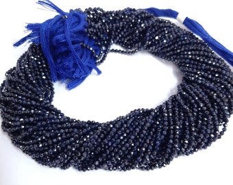 2-2.50MM Natural Blue Sapphire Faceted Rondelle Beads | Gemstone Beads 13 inch Strand | AAA Blue Sapphire Precious Gemstone Faceted Beads
