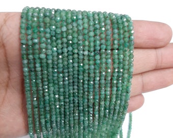 3.50MM Natural Emerald Faceted Round beads, Emerald Faceted beads, Emerald Round Beads Strand, Emerald Jewelry Green Bead