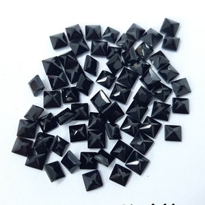 3MM, 4MM, 5MM, 6MM Natural Black Spinel Faceted Square gemstone, 100% Natural AAA Quality Black Spinel Square Faceted Loose Gemstone