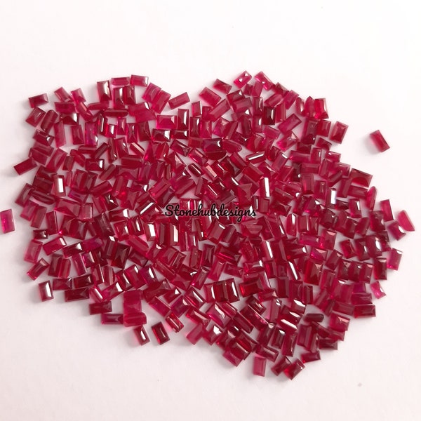 1.5x2.5MM, 1.5x3MM, 2x3MM Natural Ruby faceted Baguette Cut Stone, AAA Red Ruby faceted baguette Cut Loose Calibrated Precious For Jewelry