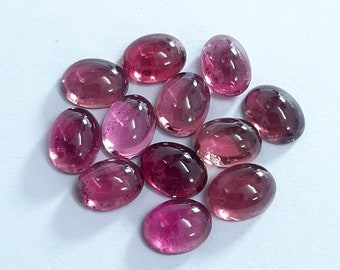 Natural Pink Tourmaline Oval Cabochon Gemstone, AAA Pink Tourmaline Smooth Oval Loose Calibrated Flat Back Cabochon Gemstone for jewelry