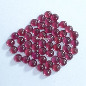 Piedra preciosa suelta de cabujón de rubí redondo de 2 mm y 2,5 mm, piedra preciosa suelta de cabujón de rubí redondo AAA con parte trasera plana, piedra suelta de cabujón de rubí redondo GF para joyería.