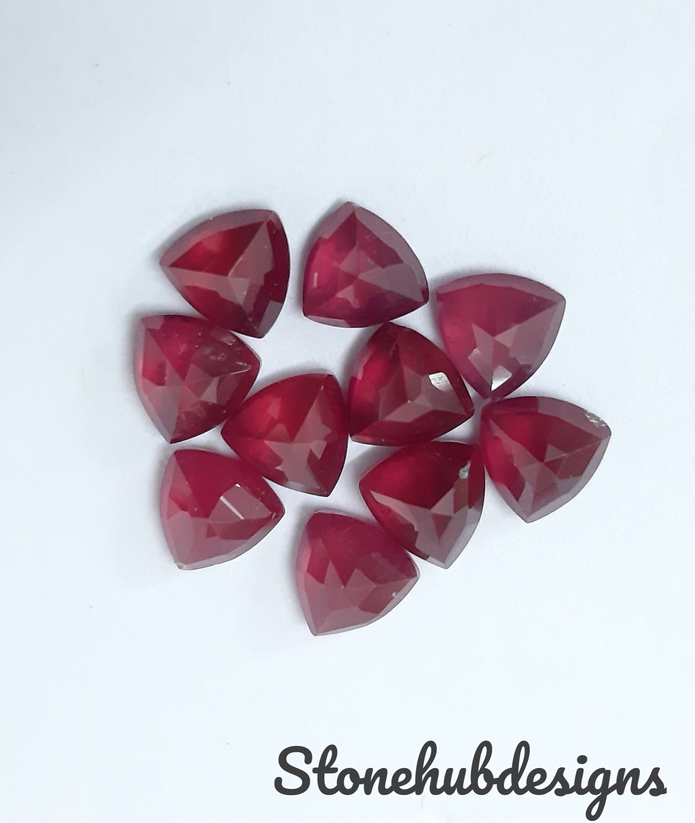 4MM, 5MM, 6MM RUBY Faceted Trillion Cut Loose Gemstone, AAA GF Red Ruby ...