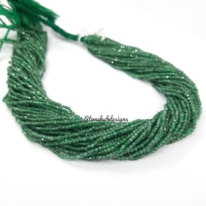 AAA Natural Emerald Faceted Rondelle Beads, 2mm Green Gemstone Strand