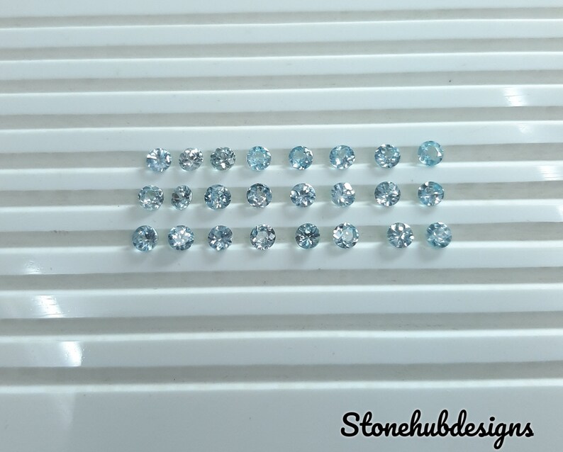 3MM, 4MM, 5MM Natural Blue Zircon Faceted Round Shape Loose Gemstones, AAA Quality Blue Zircon Round cut Loose For Jewelry Making zdjęcie 7