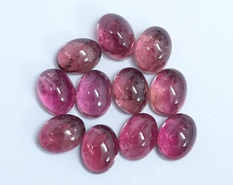 6 x 8 mm, 7 x 9 mm, 8 x 10 mm Naturalny różowy turmalin owalny kaboszon, różowy turmalin gładki owalny płaski kaboszon do wyrobu biżuterii