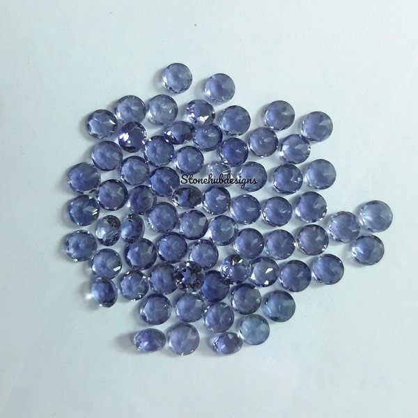 3MM, 4MM, 5MM Natural Iolite Faceted Round Cut Gemstone, AAA Quality Blue Iolite Round Faceted Cut for Jewelry