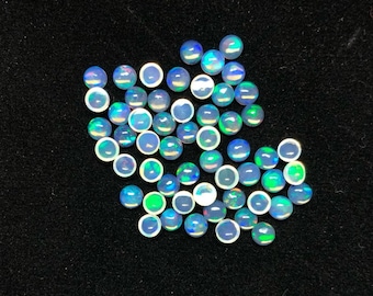 1.50MM, 2MM, 2.50MM Natural Ethiopian Opal Cabochon Round Gemstone, AAA Ethiopian Opal Smooth Round Multi fire Loose Cabochon For Jewelry