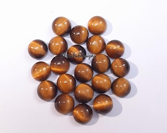 Pietra preziosa rotonda cabochon in occhio di tigre naturale da 7 mm, 8 mm, 9 mm, 10 mm, pietra preziosa sciolta cabochon rotonda liscia in occhio di tigre AAA per gioielli