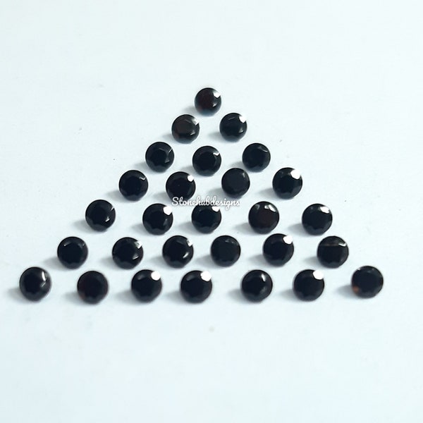 5 pieces 1MM, 1.50MM 2MM Natural Black Onyx Faceted Round Cut gemstone, AAA Black Onyx Tiny Round Cut For Jewelry Making