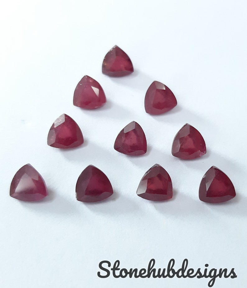 Triangular Ruby 4MM, 5MM, 6MM RUBY Faceted Trillion Cut Loose Gemstone, AAA GF Red Ruby ...