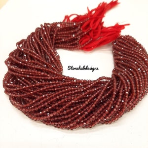 3-3.50MM Natural Mozambique Garnet Faceted Rondelle Beads, AAA Quality Garnet Faceted Beads For Jewelry Making