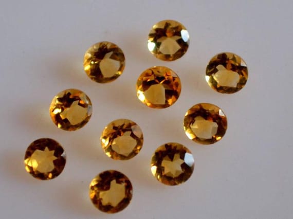 6MM, 7MM, 8MM Natural Citrine Faceted Round Cut loose gemstone, AAA quality Yellow Citrine Round Cut loose Stone For Citrine Jewelry