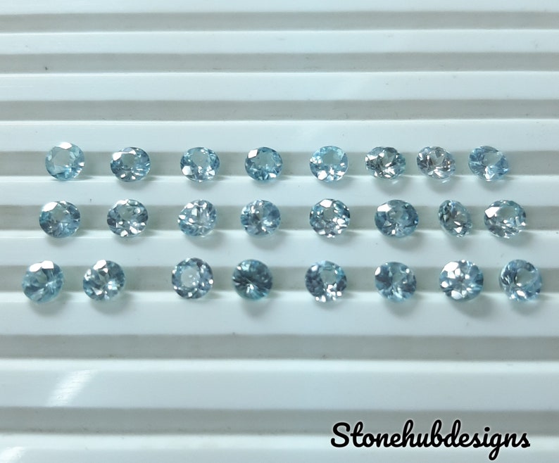 3MM, 4MM, 5MM Natural Blue Zircon Faceted Round Shape Loose Gemstones, AAA Quality Blue Zircon Round cut Loose For Jewelry Making zdjęcie 5