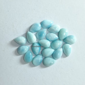 4 x 6 MM, 5 x 7 MM, 6 x 9 MM, 7 x 10 MM Pietra preziosa cabochon di pera larimar naturale, cabine di pera liscia larimar AAA per gioielli, cabochon di larimar blu