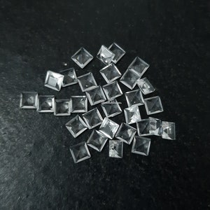 7MM, 8MM, 9MM, 10MM Natural Crystal Quartz Faceted Square Cut Gemstone, AAA Crystal Quartz Square cut For Jewelry Making