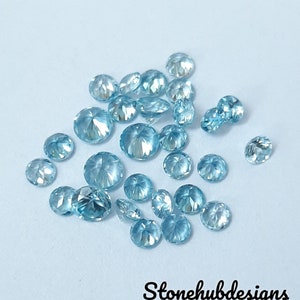 3MM, 4MM, 5MM Natural Blue Zircon Faceted Round Shape Loose Gemstones, AAA Quality Blue Zircon Round cut Loose For Jewelry Making zdjęcie 3