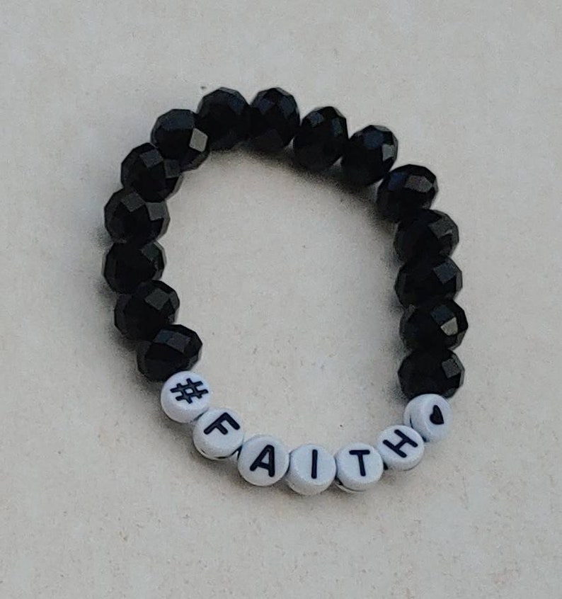 Faith Beaded Stretch Bracelet Etsy