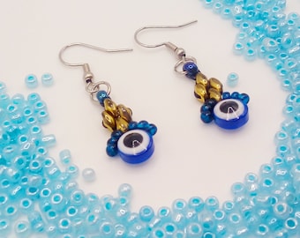 Evil Eye Beaded Earrings | Evil Eye Earrings | Amulet Earrings | Evil Eye Jewelry | Good Luck Earrings | Beaded Earrings | Beads Earrings