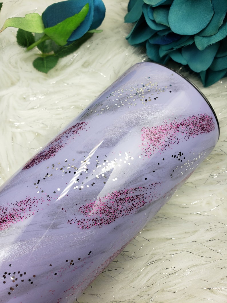 Download Purple Marble Glitter Tumbler 30 oz. Skinny | Etsy