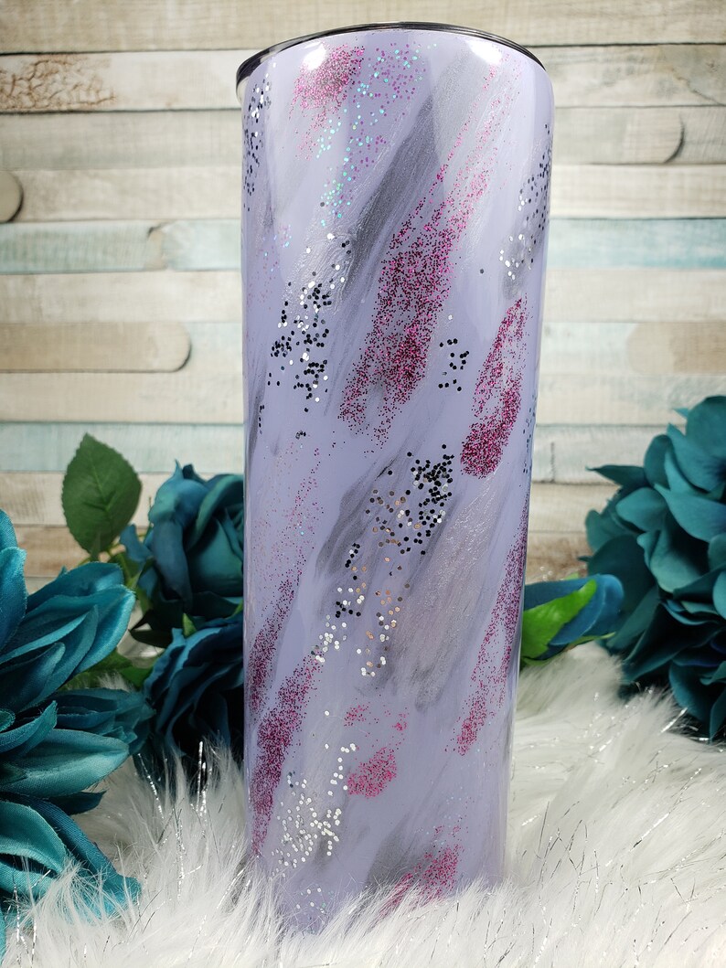 Download Purple Marble Glitter Tumbler 30 oz. Skinny | Etsy