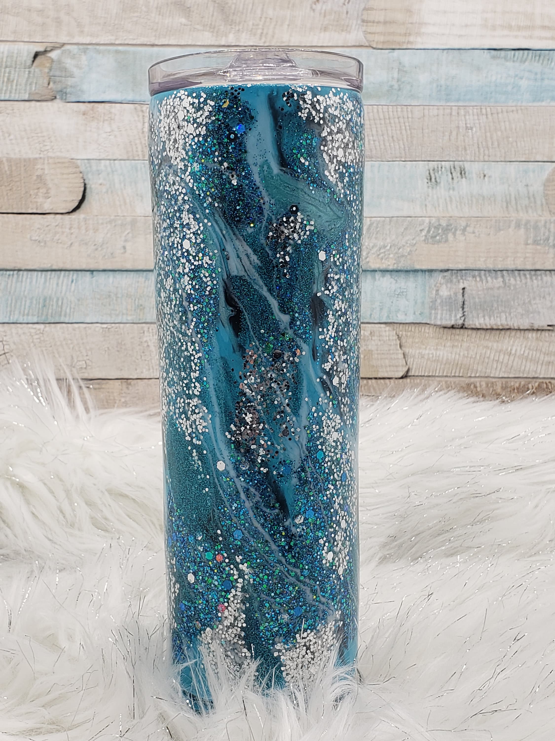 Blue Glitter Marble Tumbler blue glitter tumbler Glitter dipped tumbler