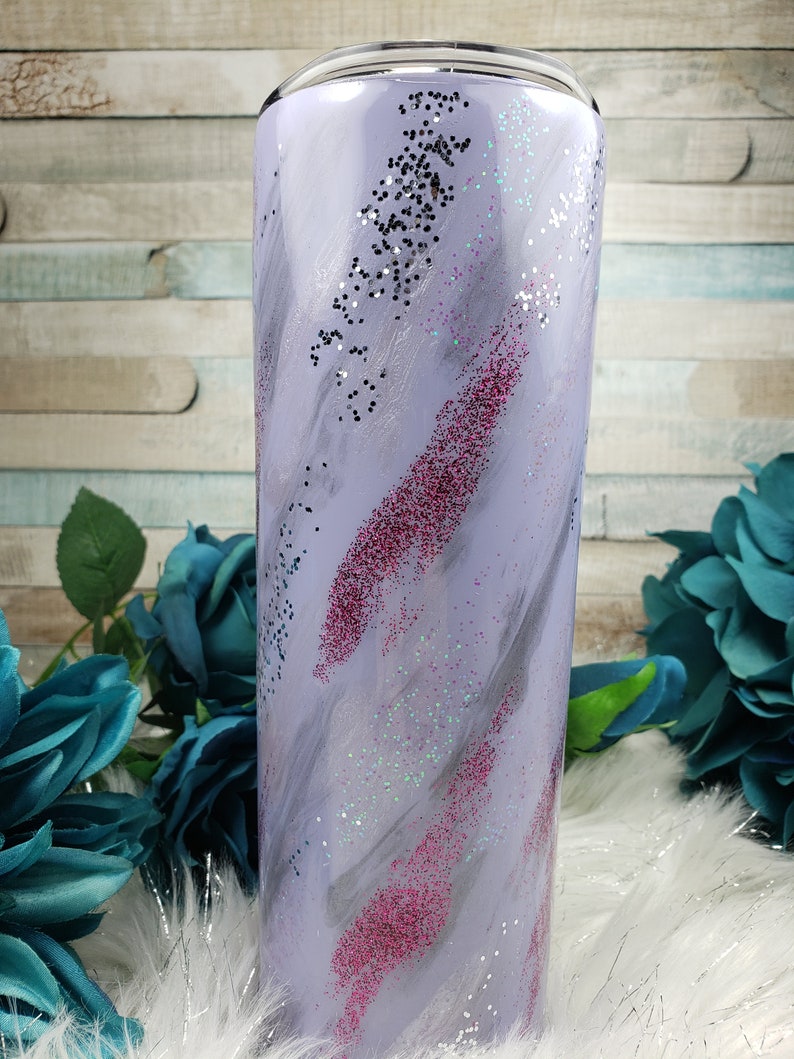 Download Purple Marble Glitter Tumbler 30 oz. Skinny | Etsy