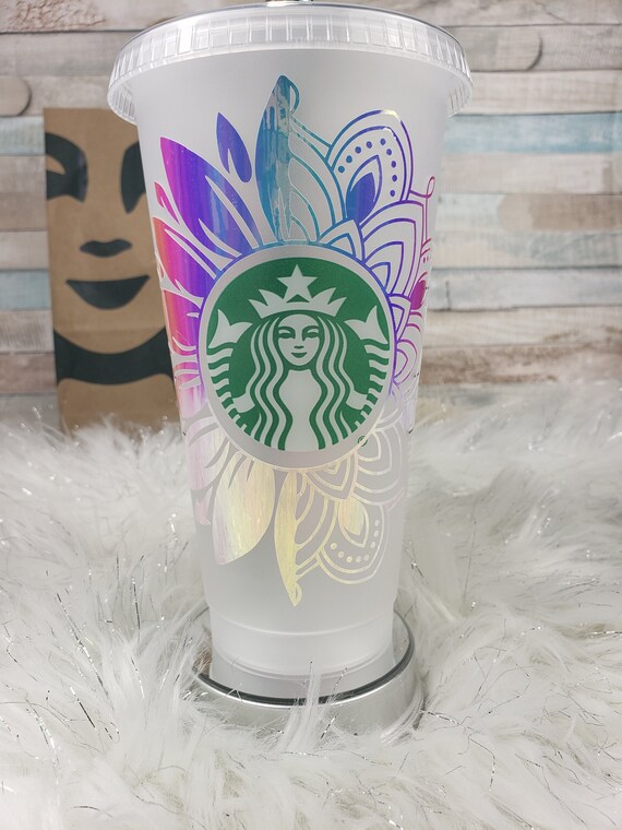 Starbucks Cold Cup with Sunflower Vinyl Decal