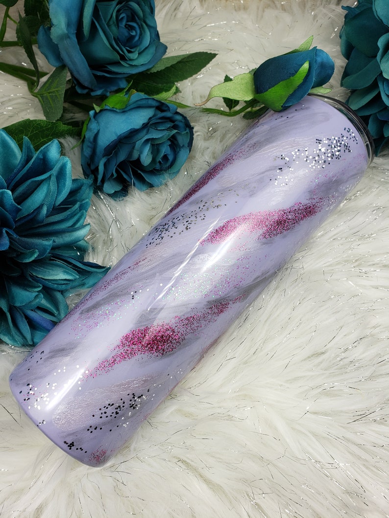 Download Purple Marble Glitter Tumbler 30 oz. Skinny | Etsy