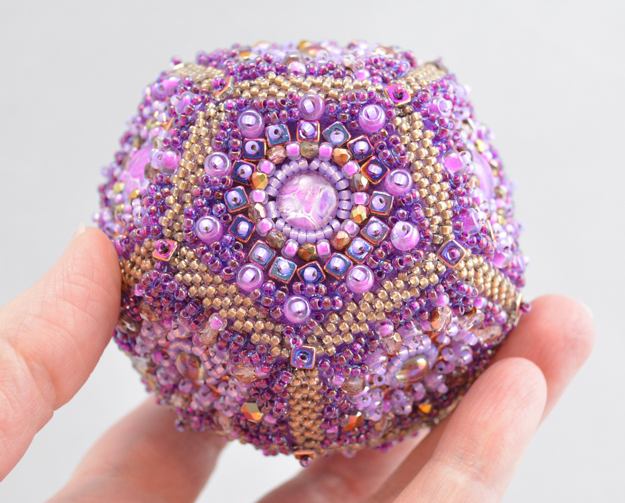 Tutorial for Purple Dodecahedron, 3D Bead Embroidery Designed by the ...
