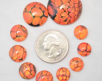 Glass Cabochons, Set of 10 for bead embroidery, jewelry, embellishment, crafts, OOAK