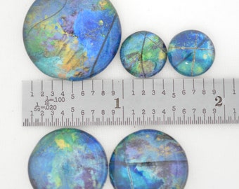 Handpainted Cabochons, Faux Labradorite, Set of 5 for bead embroidery, jewelry, embellishment, crafts, scrapbooking, OOAK