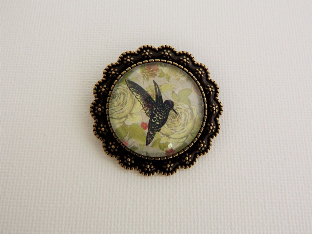 Broche Ancienne Oiseau Colibri - Bijou Fantaisie Vintage - Occasion