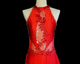 red lace dance costume
